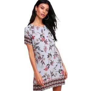 Lulus | A-flora-ble Floral Mini Shift Dress Short Sleeves Summer Small
